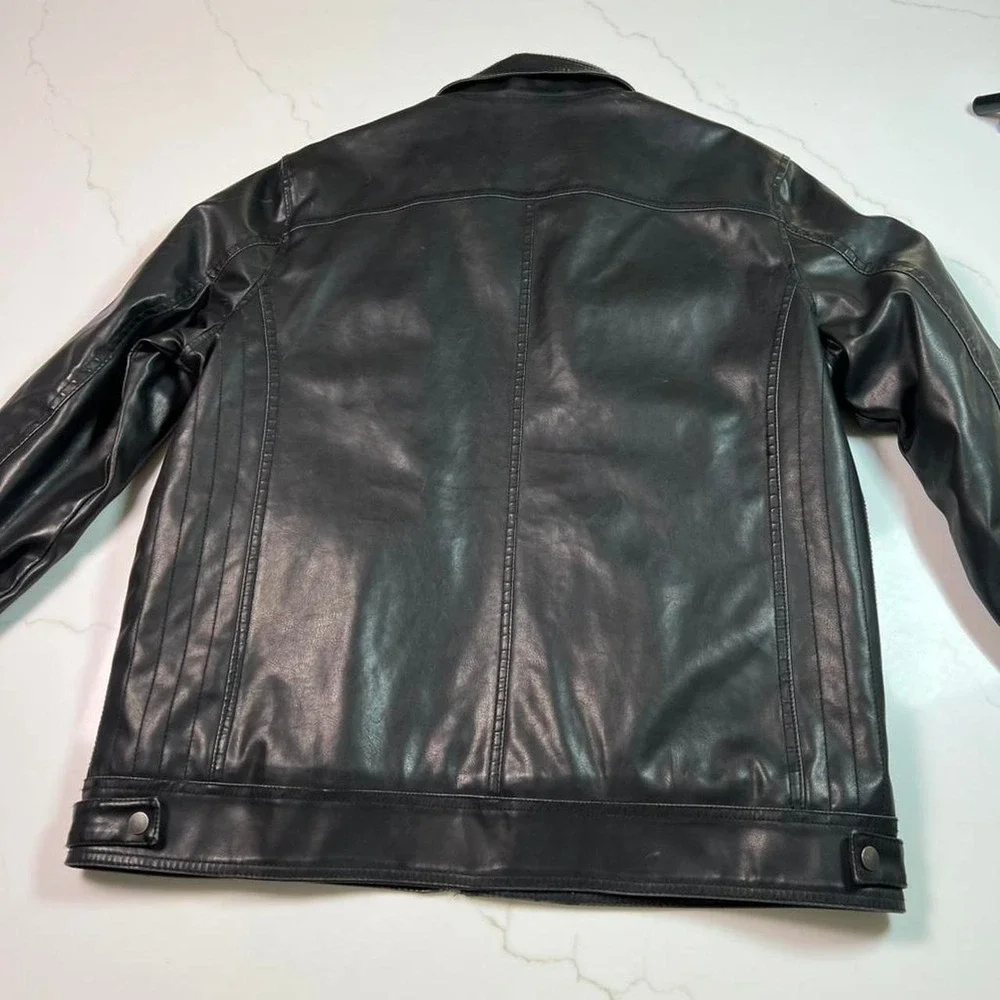 Vintage‎ men's Sonoma black leather biker jacket with Sherpa lining